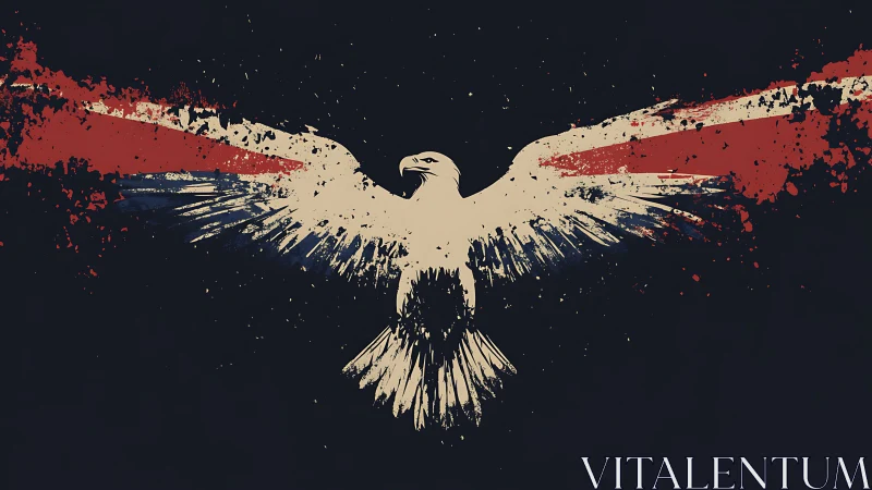 Shattered-ink eagle streaking through midnight patriotics.