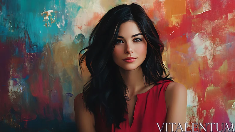 Digital portrait of woman before textured abstract backdrop