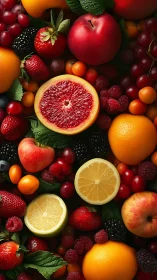 Color-saturated citrus and berry assortment fills tight frame