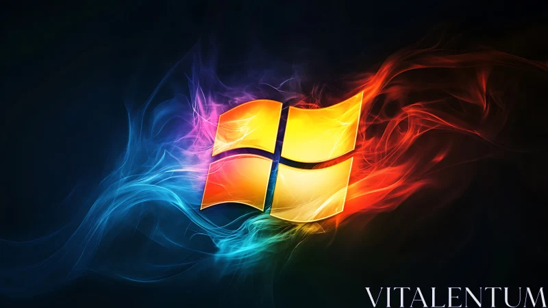 Windows Logo with Glowing Energy Effect.