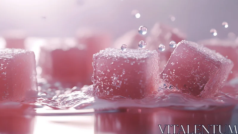 Crystalline Candy Splashing Through Pink Dreamscape