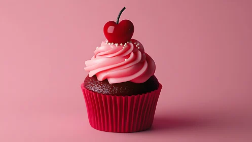 Luxurious Red Velvet Cupcake with Cherry Garnish.
