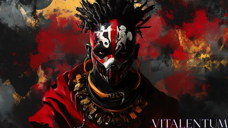 Mask of Ember Kings amid stormfire shadows and smoke.