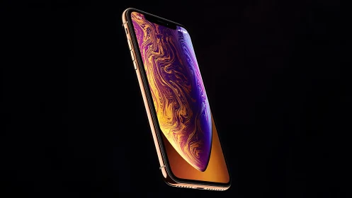 Edge-lit smartphone in three-quarter view isolates against black