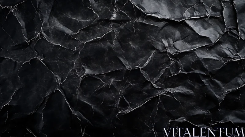 Dark crumpled paper texture with sharp directional creases.
