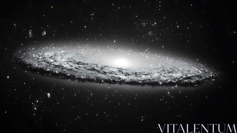 Edge-on spiral galaxy glows through dense star field