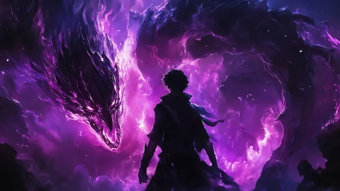 Voidlit summoner facing a violet cosmic dragon storm.