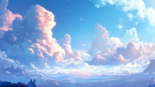 Dreamy sunrise clouds drift gently across a peaceful sky