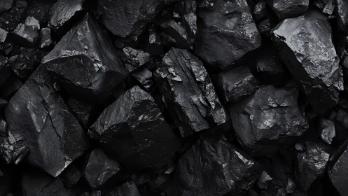 Angular coal rock macro study with deep graphite tonality.