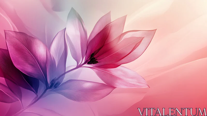 Translucent pink petals in flowing ethereal gradient light.