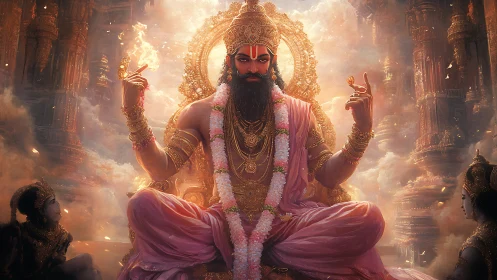 Divine throne portrait in luminous mythic digital painting.