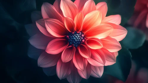 Radiant Coral Dahlia Blooms with Elegant Luminous Beauty