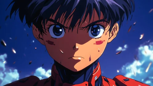 Determined anime pilot faces the storm with fierce resolve