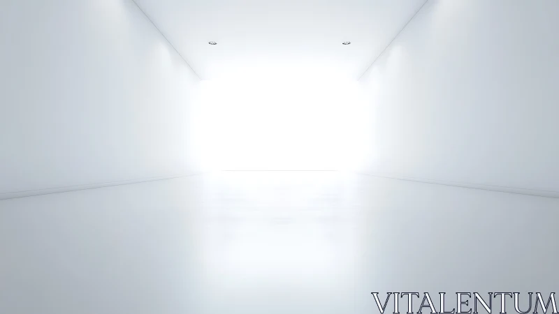 White corridor interior extends toward strong overexposed light