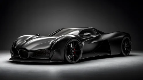 Sleek black supercar glows with smooth futuristic curves