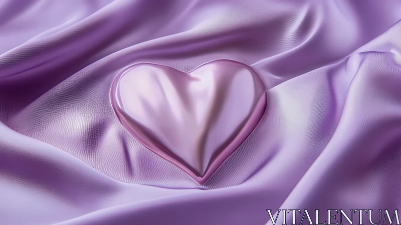 Amethyst Heart Nestled in Silk Waves.