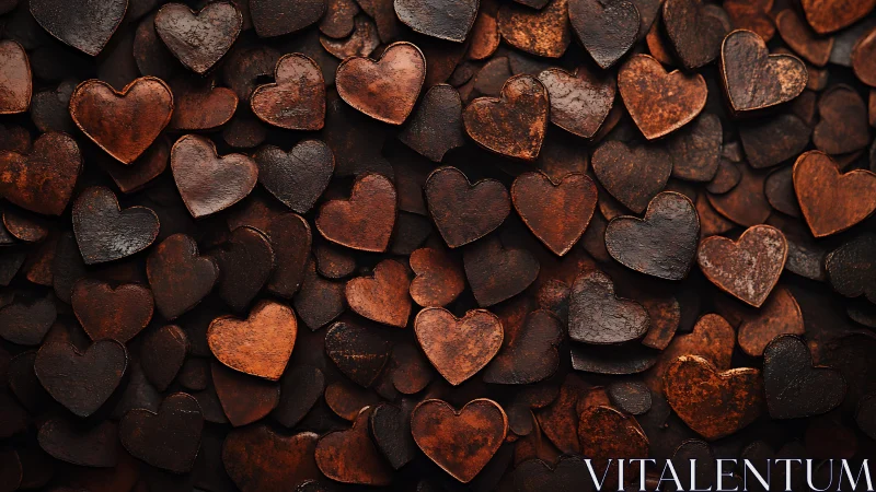 Oxidized Copper Hearts Arrangement in Rich Bronze Tones.