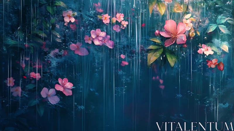 Ambient floral cascade rendered as luminous digital study