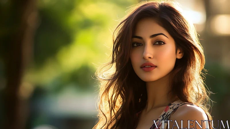 Backlit portrait of woman in sunlit shallow depth of field