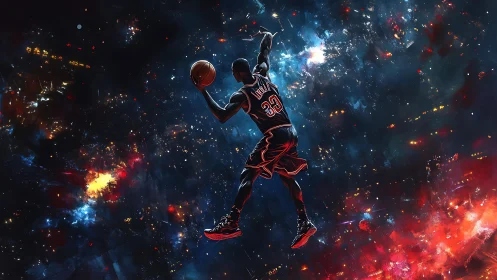 Astrophysical dunk trajectory in neon-saturated cosmic arena.