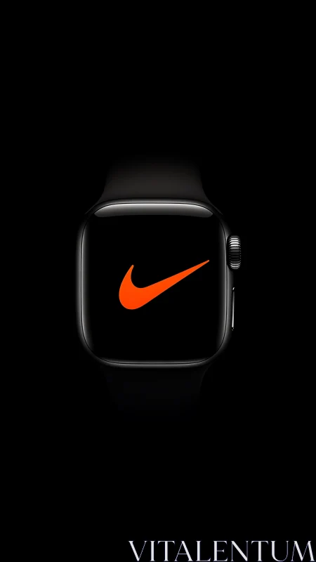 Midnight sport watch crowned by a glowing orange swoosh.
