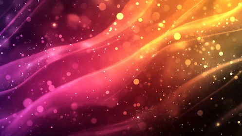 Glowing sunset ribbons drifting through a starry haze.