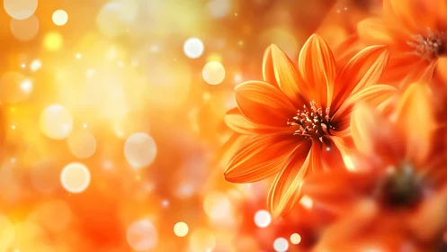 Radiant Dahlia Dancing Through Amber Glow.