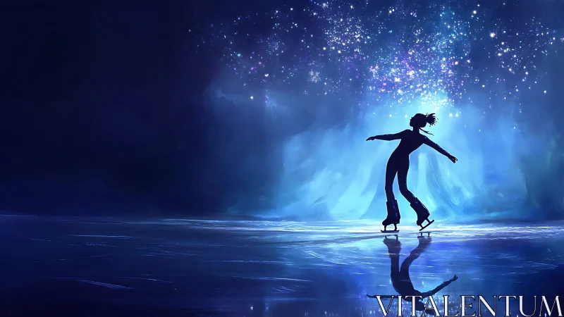 Star-stitched skater glides across a midnight crystal horizon.