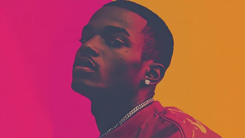 High-contrast neon portrait with duotone gradient lighting study