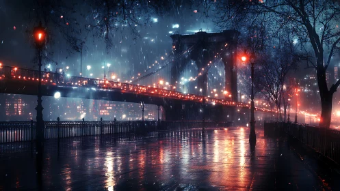 Rain soaked bridge of neon ghosts and midnight reflections.