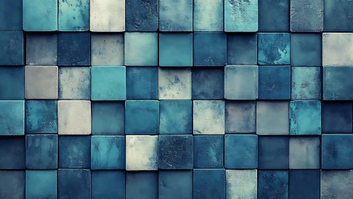 Calming teal tile wall with soft textured geometric charm.