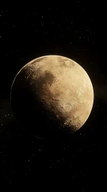 Lunar hemisphere rendered with high-relief crater topology and raking light