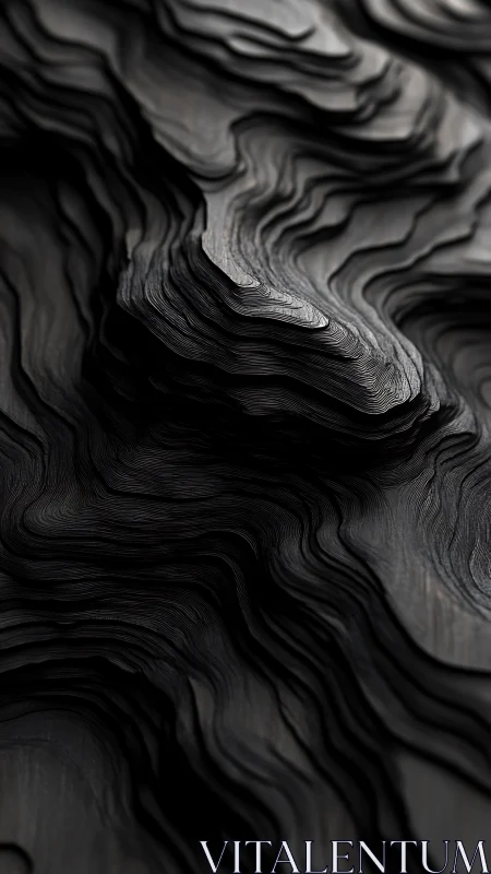 Layered dark contours form flowing stratified surface