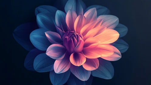 Gradient Dahlia with Dual-Tone Petal Illumination.