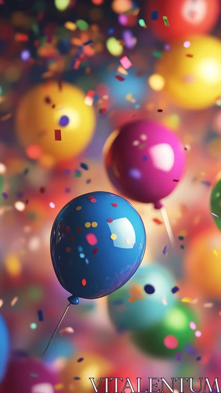 Balloons Dance Through Confetti's Glowing Carnival Dream