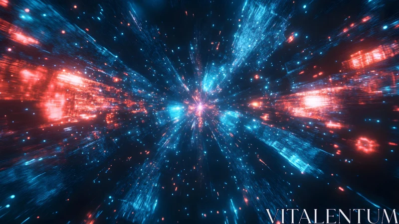 Futuristic Digital Light Burst in Neon Colors, Sci-Fi Abstract Art.