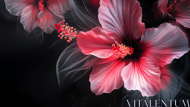 Stunning Hibiscus Blooms with Radiant Red Petals
