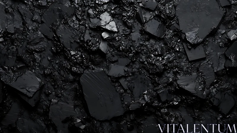 Glossy black rock texture with sharp fragmented surfaces