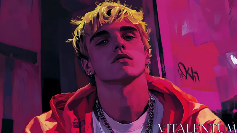 Neon-saturated digital portrait with urban street aesthetic.