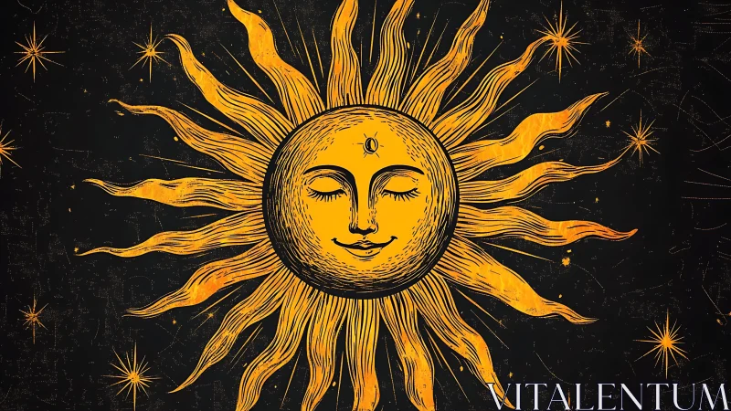 Smiling alchemist sun quietly conducts a midnight glow orchestra