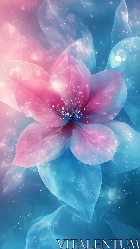 Ethereal Bioluminescent Flower: Digital Bloom Against Gradient Void