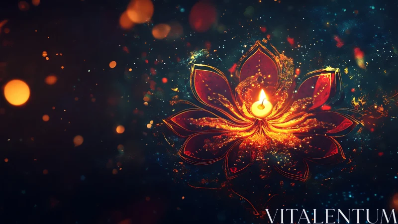 Lotus lantern heart glows in a swirling festival cosmos.