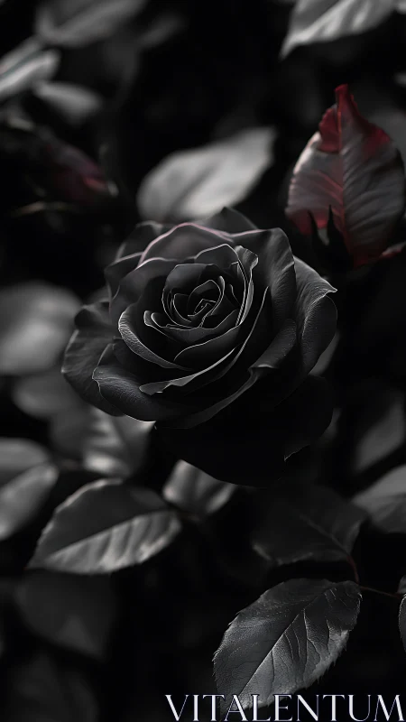 Obsidian Bloom: Where Shadows Waltz with Crimson Whispers.