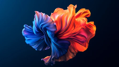 Vivid abstract petals swirl in luminous dual-toned motion.