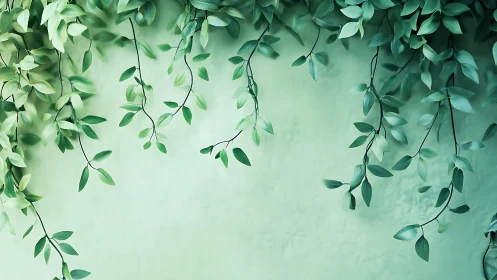 Trailing vines sketch soft stories on a minty wall sky