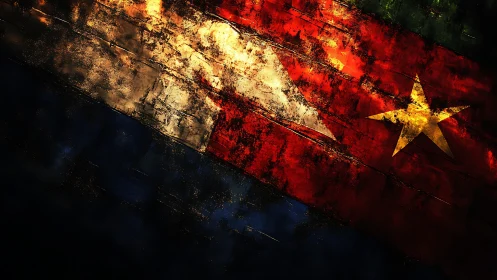 Grunge style Cuban flag with textured light and shadow effects.