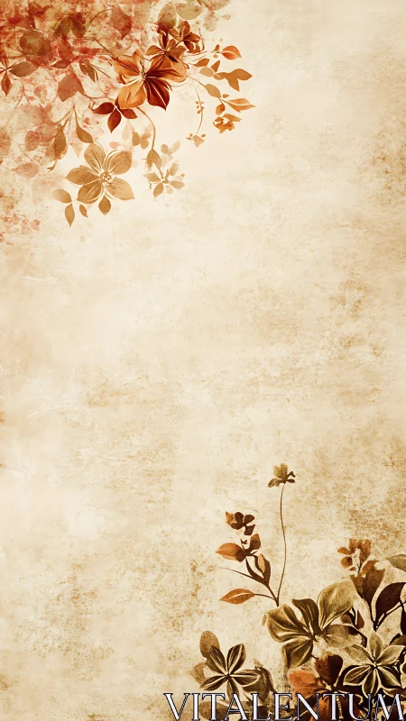 Vintage floral corners on aged parchment backdrop.