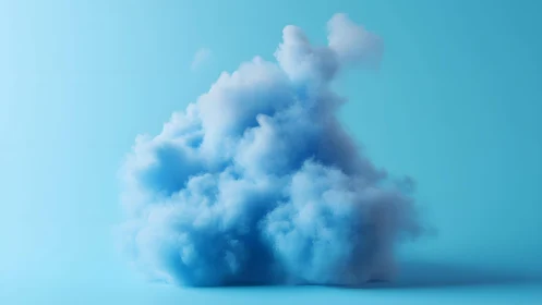 Fluffy blue cloud on gradient background, dreamy minimalist style.