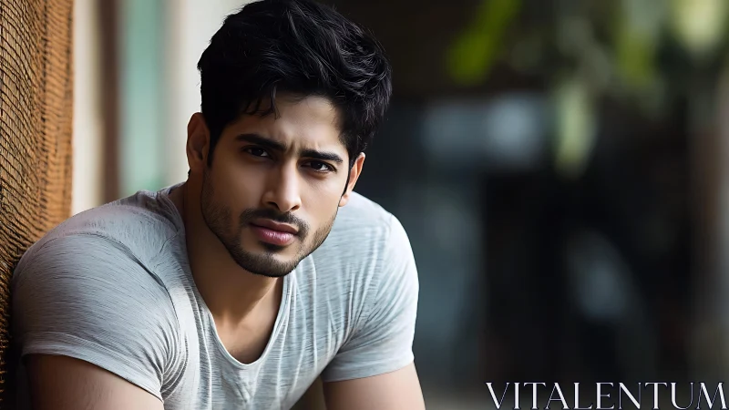 Relaxed portrait of a thoughtful young man at ease.