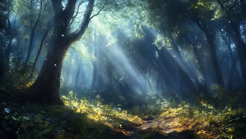 Crepuscular Forest Canopy: Volumetric Illumination Phenomenon.
